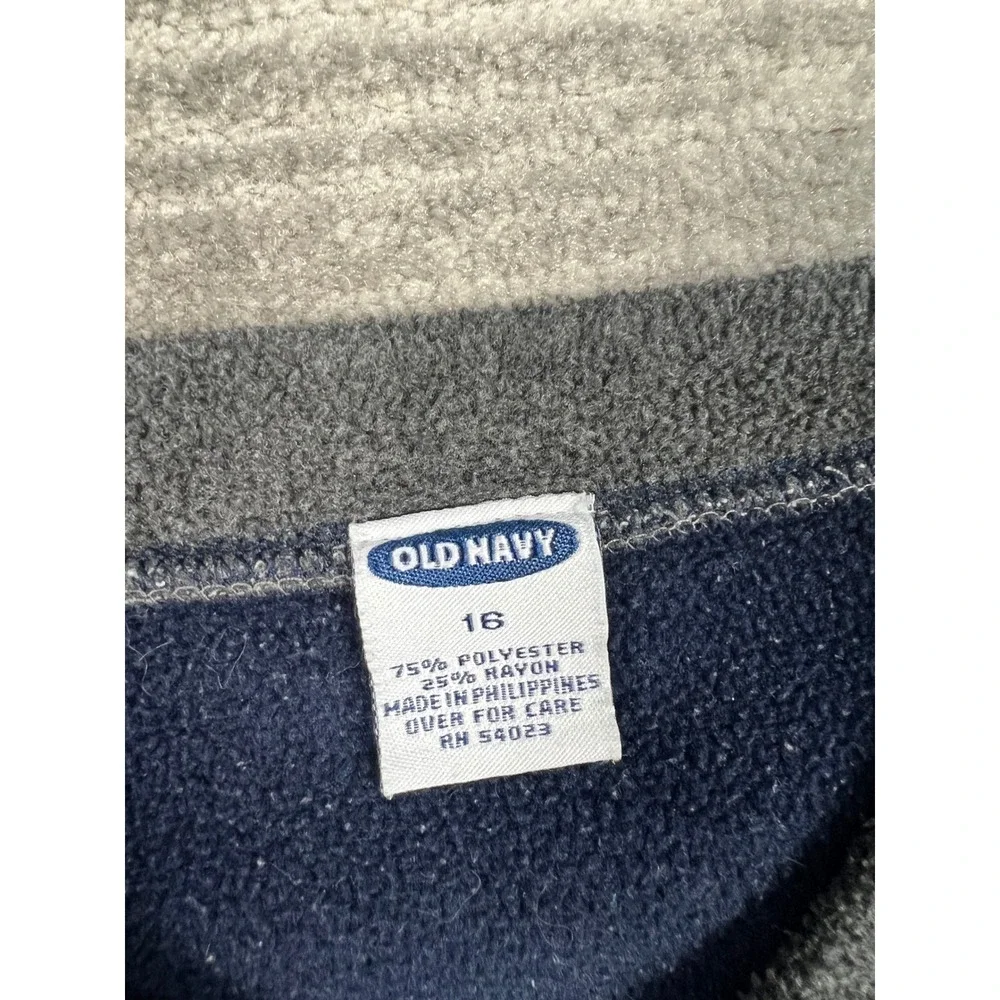Old Navy Fleece Pullover Mens 16 Gray V-Neck Long Sleeve Contrast Stitching